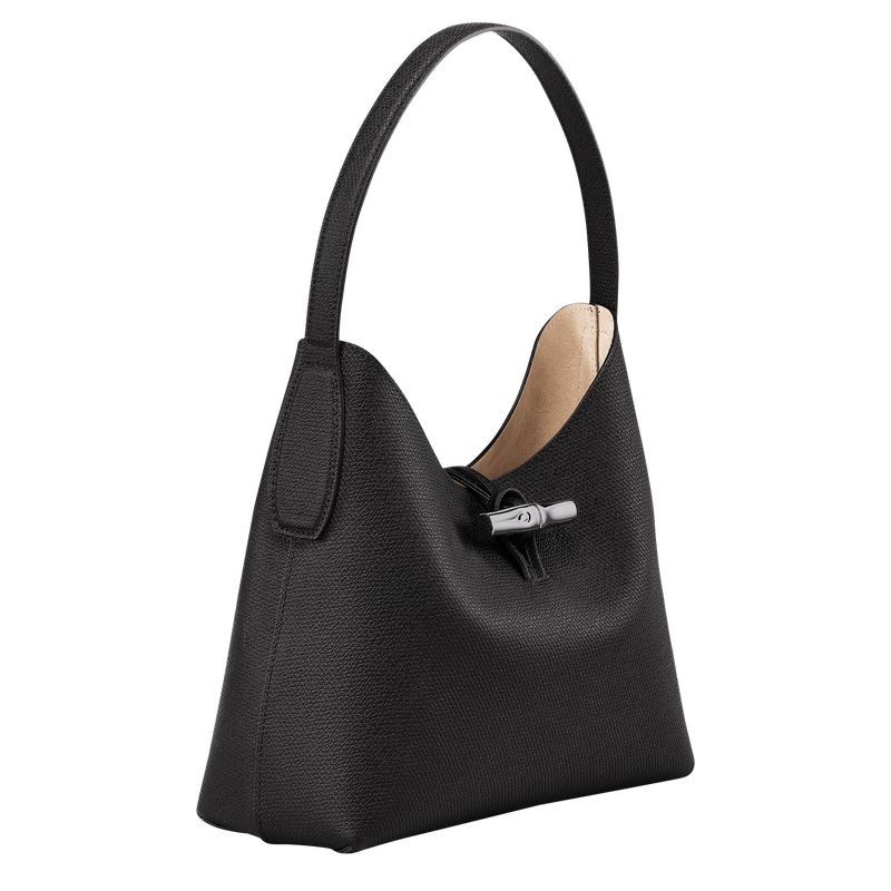 Longchamp Roseau M Naisten Hobo Laukku Mustat | 3285-GTYPF