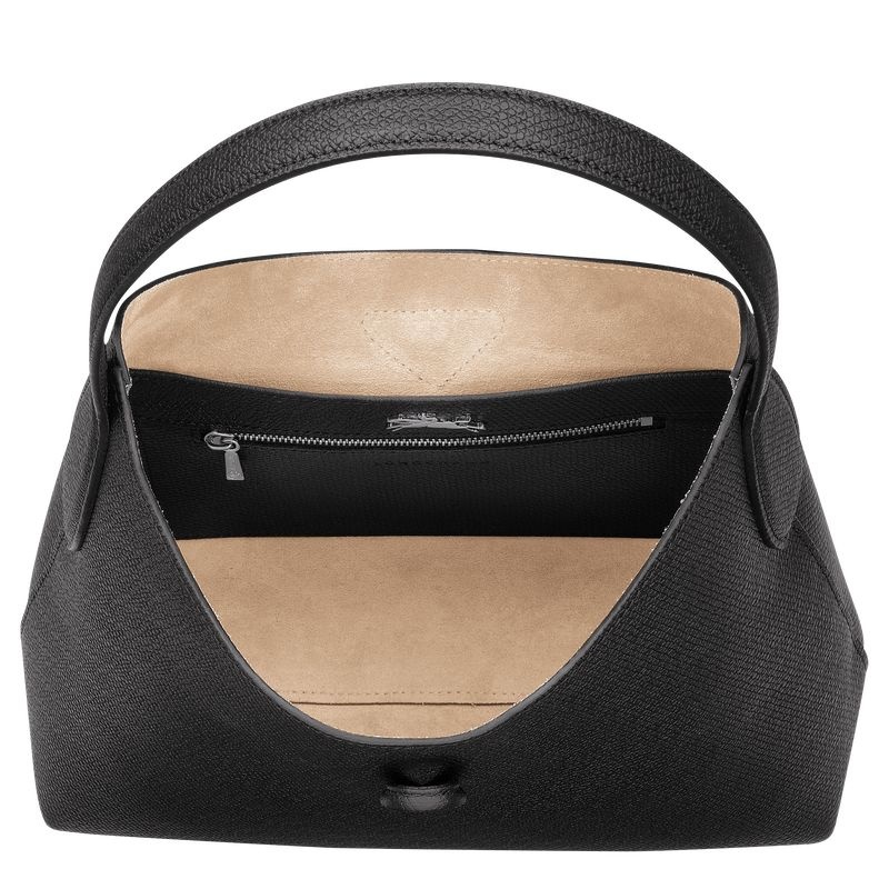 Longchamp Roseau M Naisten Hobo Laukku Mustat | 3285-GTYPF