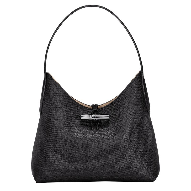 Longchamp Roseau M Naisten Hobo Laukku Mustat | 3285-GTYPF