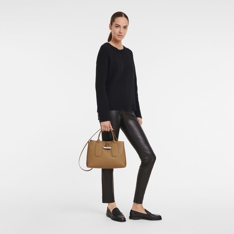 Longchamp Roseau M Naisten Käsilaukku Beige | 4327-SRUJD