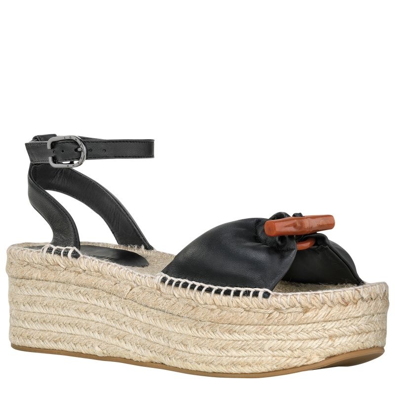 Longchamp Roseau Wedge Naisten Espadrillot Mustat | 0176-UCHVB