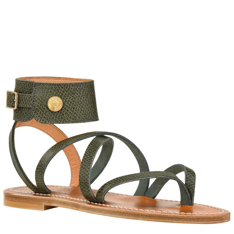 Longchamp x K.Jacques Sandals Naisten Sandaalit Oliivinvihreä | 4865-PVLAB