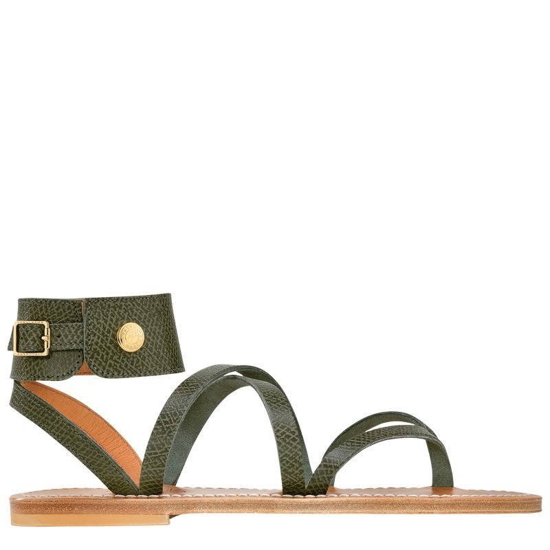 Longchamp x K.Jacques Sandals Naisten Sandaalit Oliivinvihreä | 4865-PVLAB