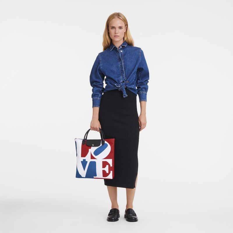 Longchamp x Robert Indiana L Naisten Käsilaukku Valkoinen | 3107-QWXHB