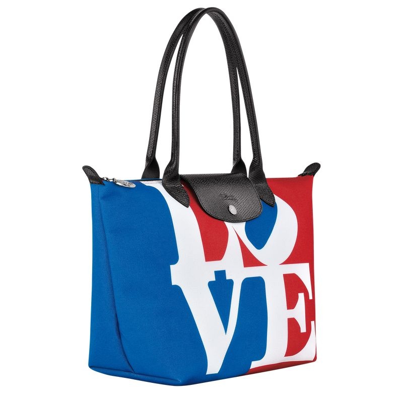 Longchamp x Robert Indiana M Naisten Kangaskassit Valkoinen | 5273-ZJFXM