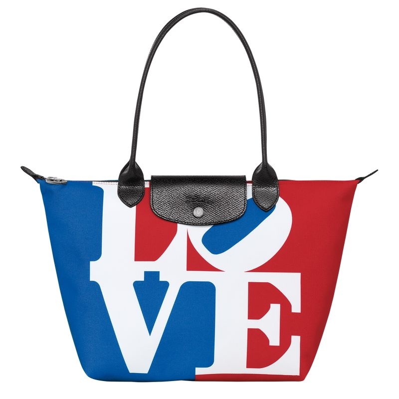 Longchamp x Robert Indiana M Naisten Kangaskassit Valkoinen | 5273-ZJFXM